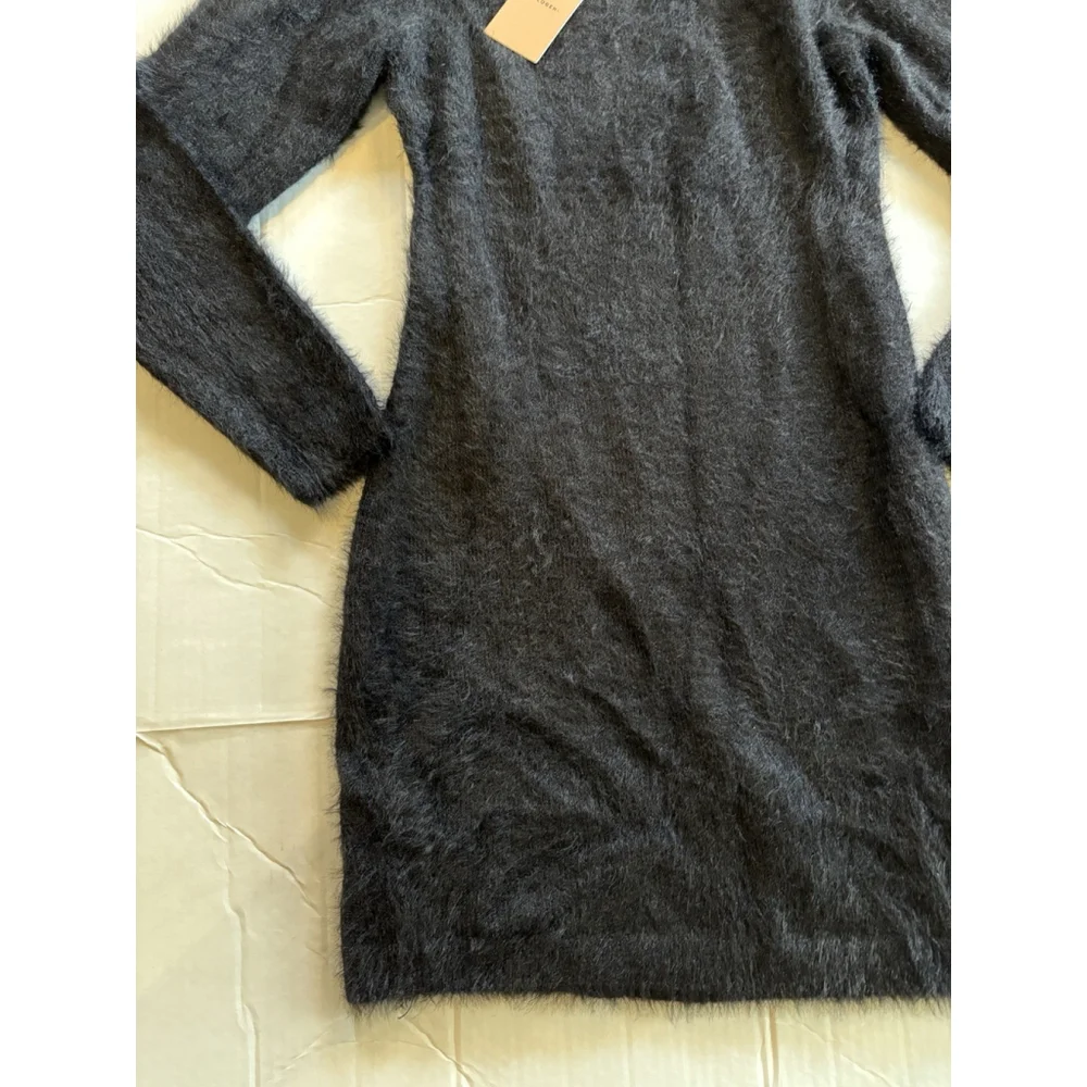 Halogen Mock Neck Long Sleeve Fuzzy Sweater Dress Holiday NWT Small Fitted - Picture 2 of 8